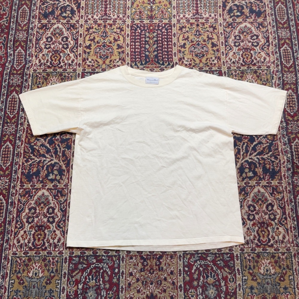 VTG 90s Willow Bay Mens Cream Off White Single Stitch T-Shirt Made in USA Size L